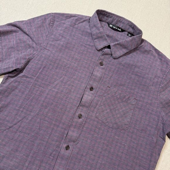 Travis Mathew Shirt Mens Large Patterned Short Sleeve Button Up Mauve Purple - Picture 1 of 6